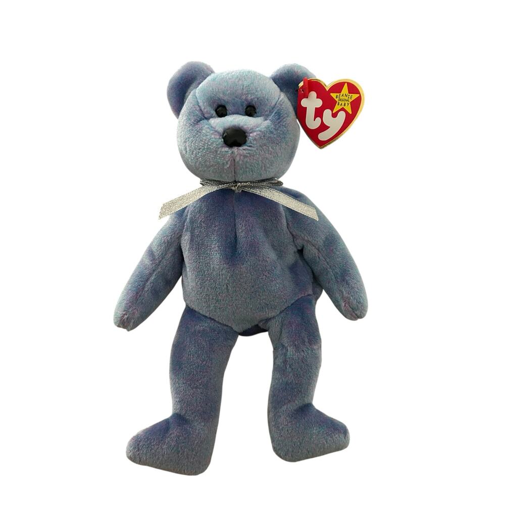 Ty Beanie Baby - CLUBBY II (1996) - Tush Tag ERROR & Original SPOT Silver Coin